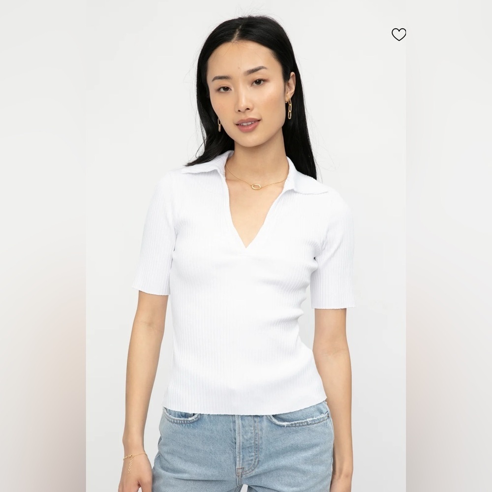 NWT Cotton Citizen Ibiza Short Sleeve Polo in White XS